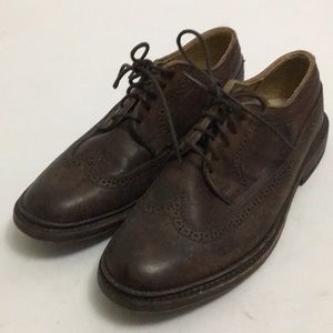 FRYE John wing-tip Oxford brown Size 7.5D distress